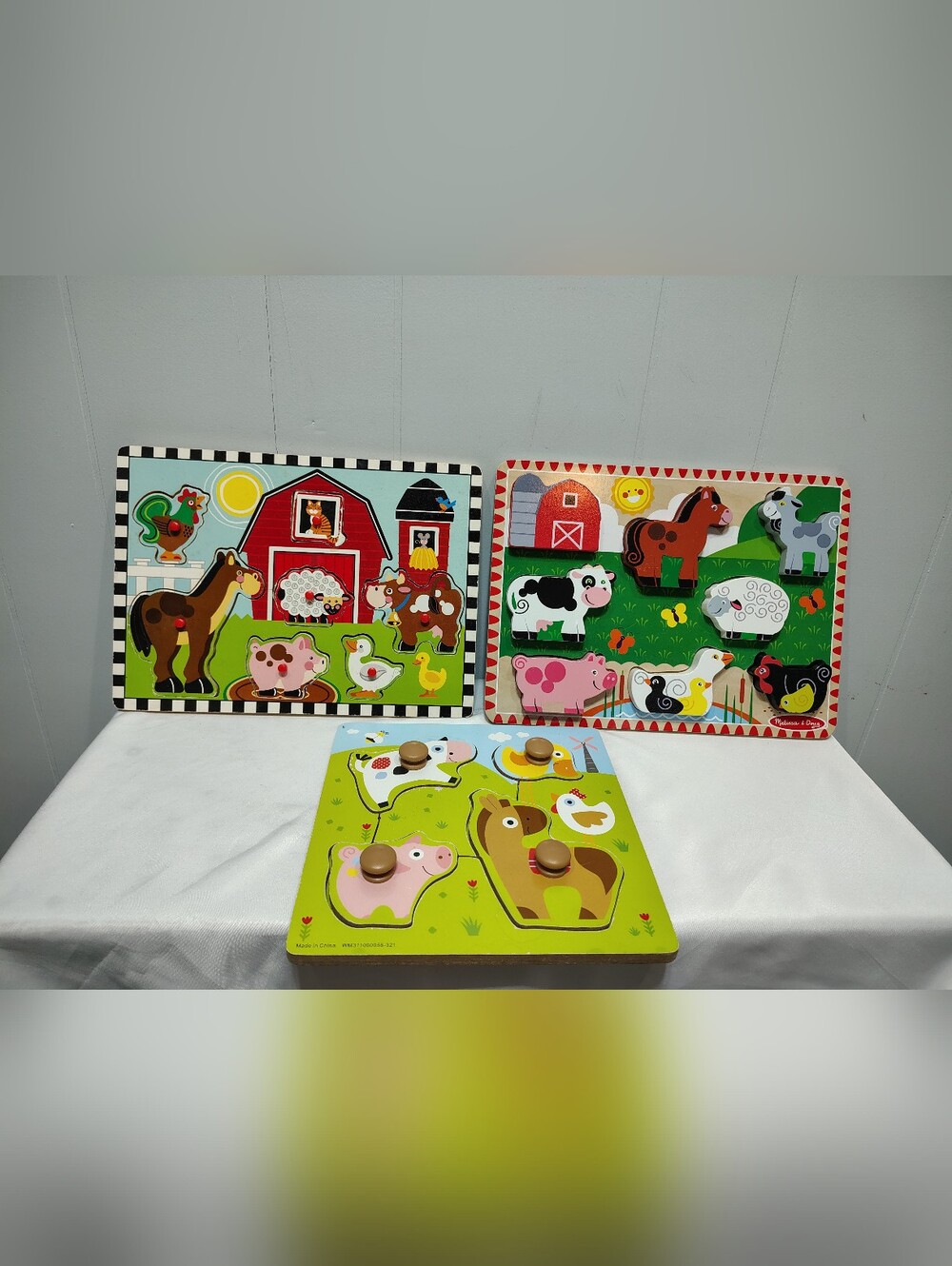 Melissa & Doug‎ Farm Knob Puzzle Bundle Wooden Toddler Animal Set